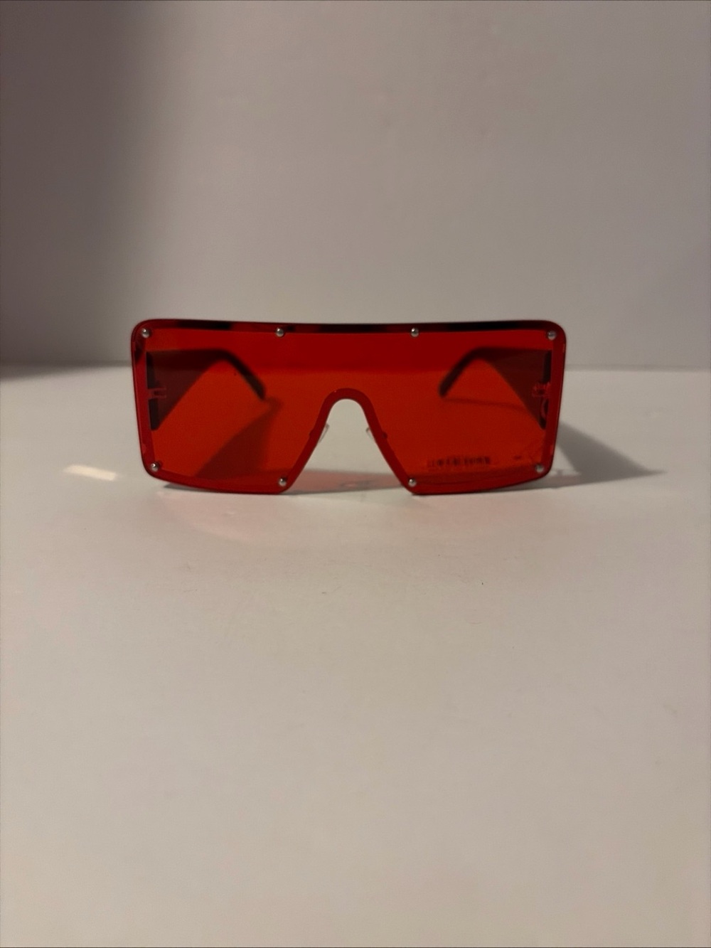 Red Oversized Shades with Rivet Detail